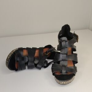 2/$30 A.N.A. Women's Black Strappy Wedge‎ Platform Gladiator Style Sandals Sz 10